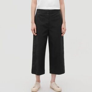 COS Black Wide Leg Cropped Pants Size EU 34 Snap Buttons Minimalist office
